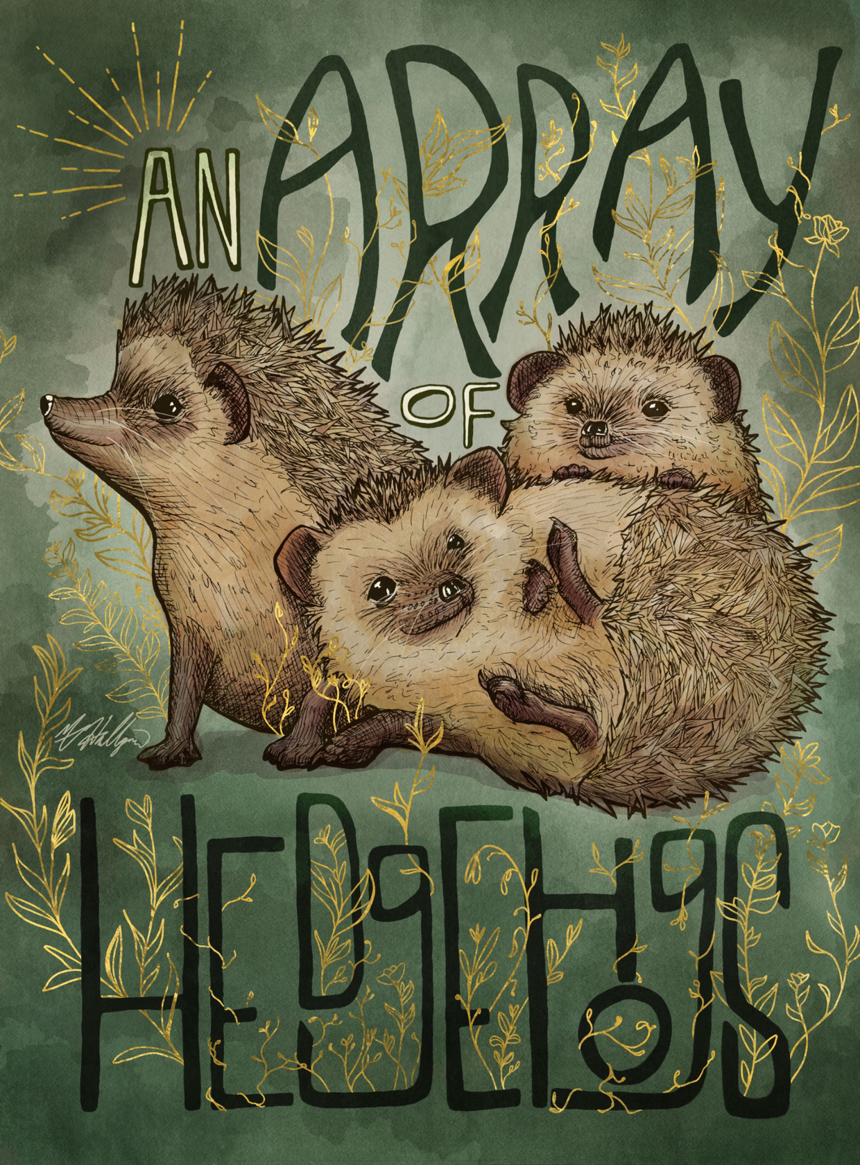 An Array of Hedgehogs (2021) Ink and Digital